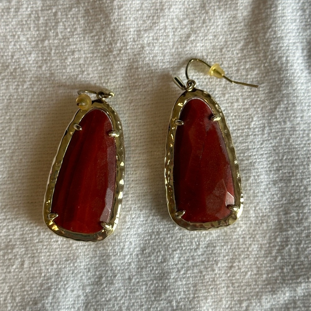 Kendra Scott Gold-Framed Red Earrings